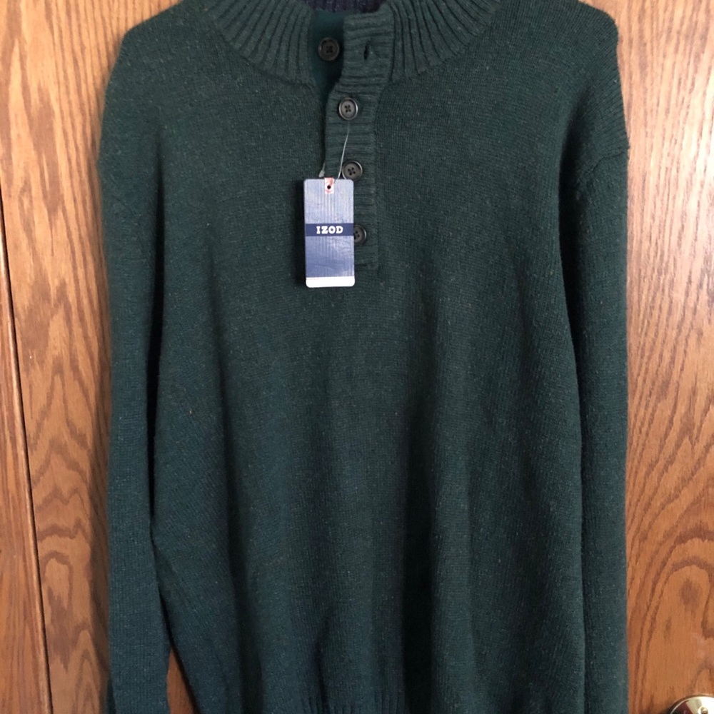 IZOD Green Pullover Sweater Mock Neck Mens Sz 2XL